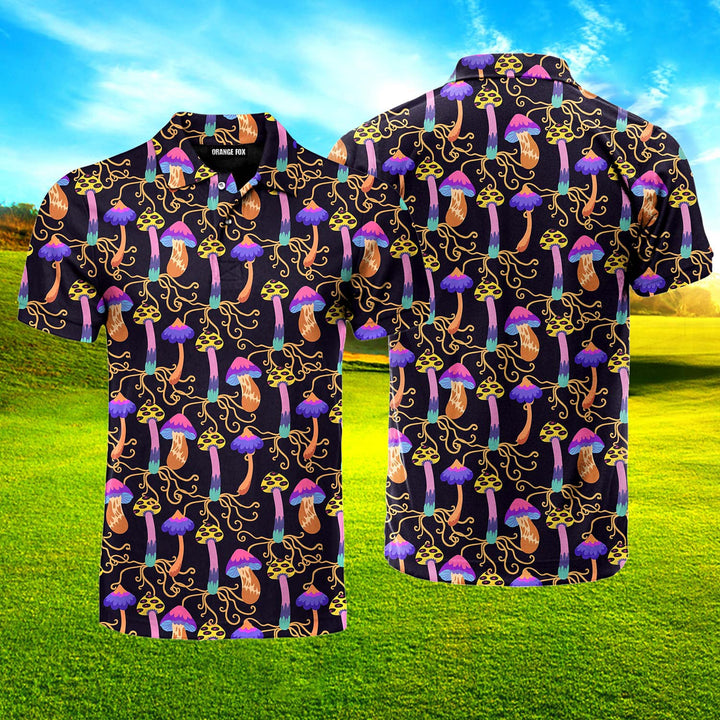 Psychedelic Fairy Colorful Mushroom Polo Shirt For Men