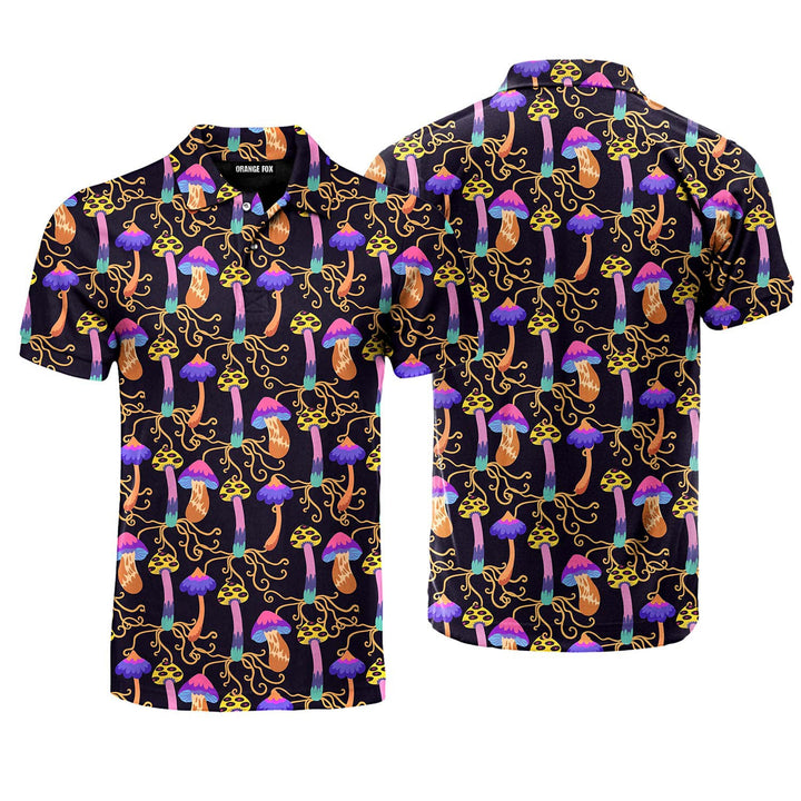 Psychedelic Fairy Colorful Mushroom Polo Shirt For Men