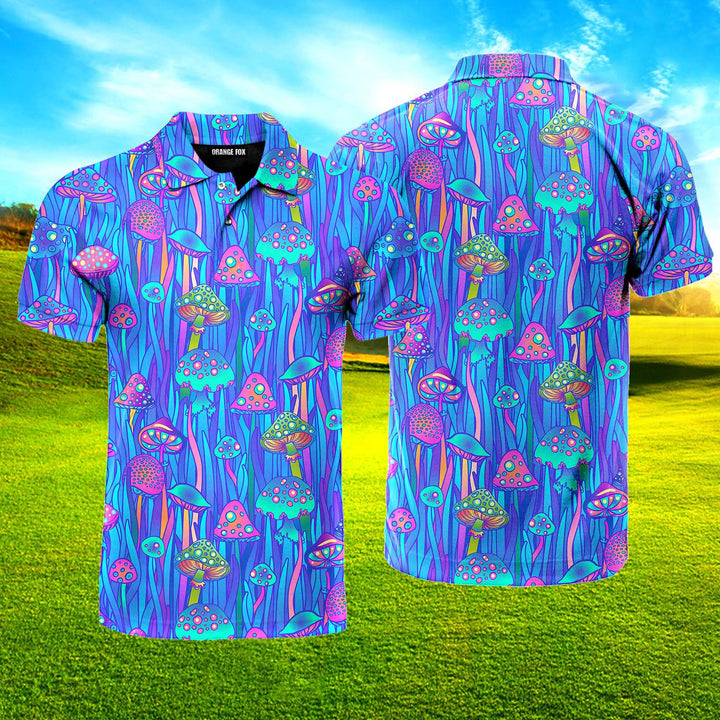 Neon Hippie Mushroom Polo Shirt For Men