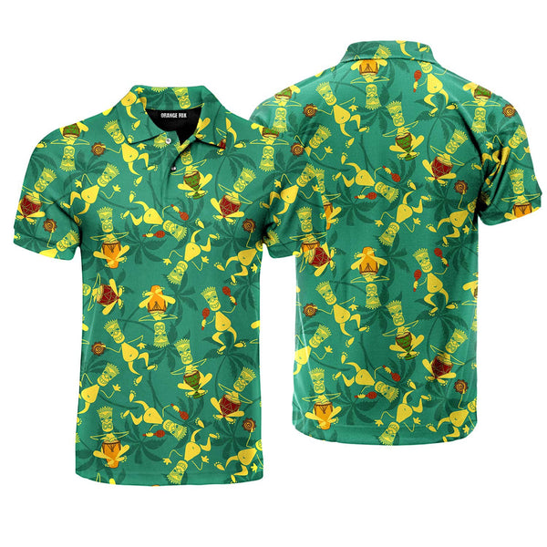 Aloha Tiki Tribal Musicians Polo Shirt For Men