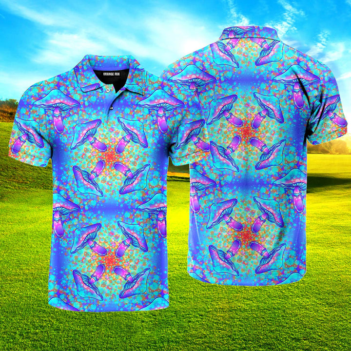 Magic Mushrooms 60s Hippie Colorful Polo Shirt For Men