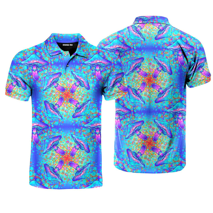 Magic Mushrooms 60s Hippie Colorful Polo Shirt For Men