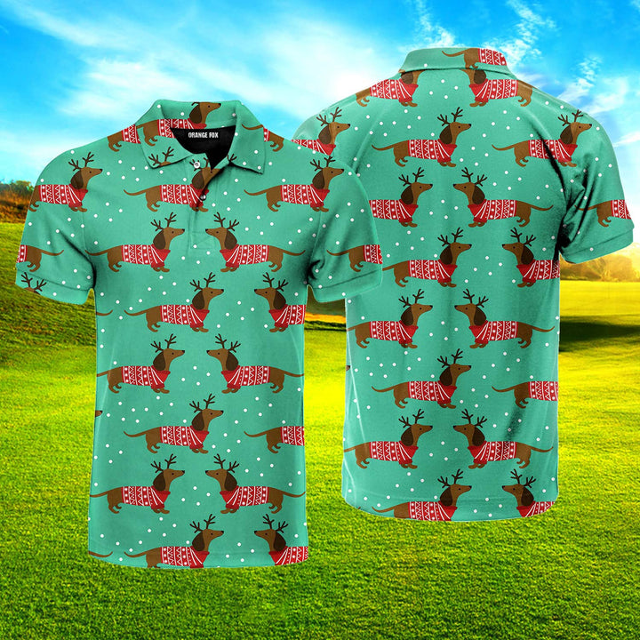 Dachshunds In Christmas Jumpers Polo Shirt For Men