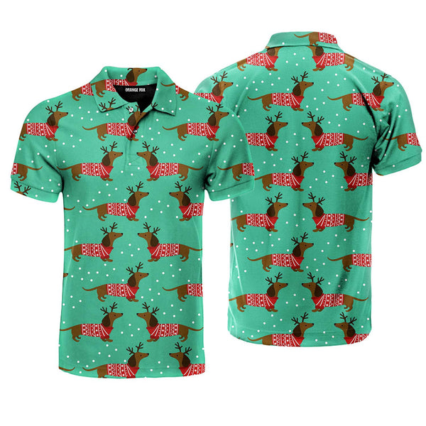 Dachshunds In Christmas Jumpers Polo Shirt For Men