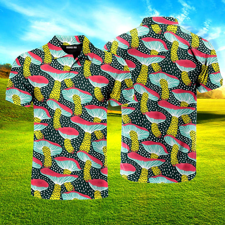 Mushrooms Meadow In Bright Colors Polo Shirt For Men