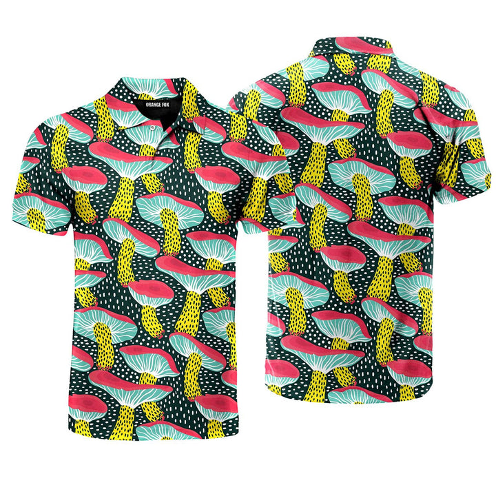 Mushrooms Meadow In Bright Colors Polo Shirt For Men