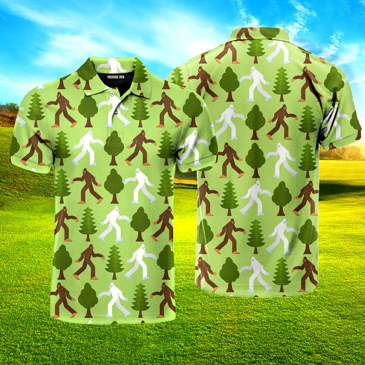 Bigfoot Sasquatch Green Forest Polo Shirt For Men