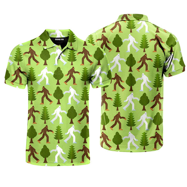 Bigfoot Sasquatch Green Forest Polo Shirt For Men