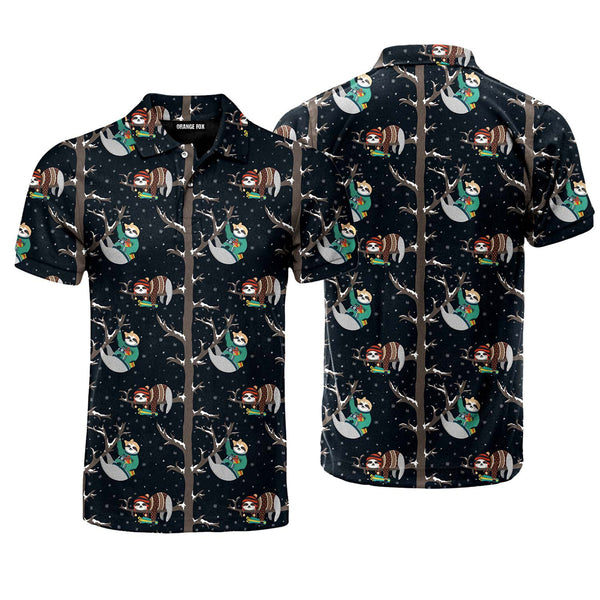 Funny Baby Sloths Sleeping On The Tree Polo Shirt For Men