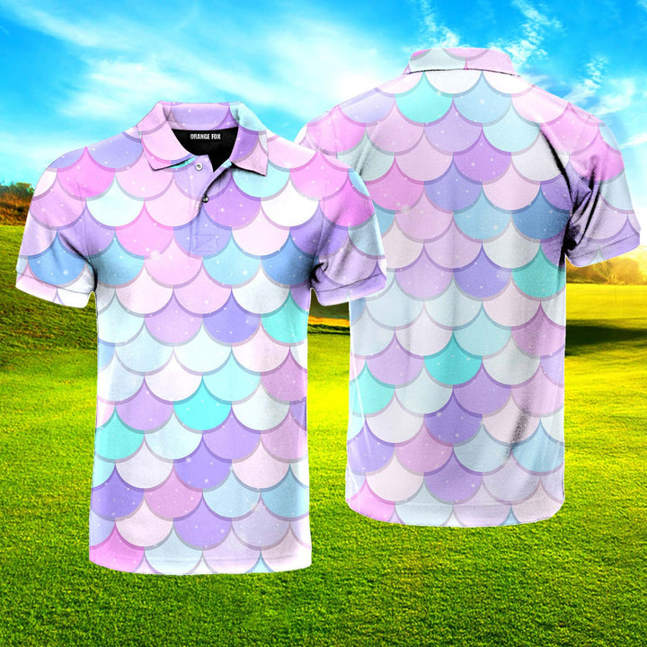 Mermaid Pattern Polo Shirt For Men