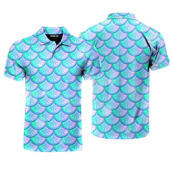 Colorful Mermaid Scales Polo Shirt For Men