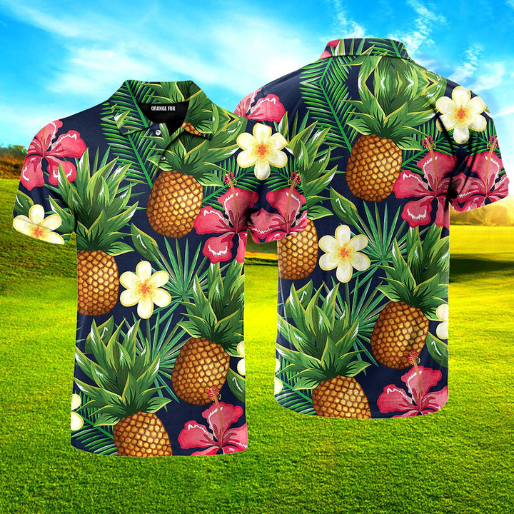 Pineapple Tropical Pattern Polo Shirt For Men