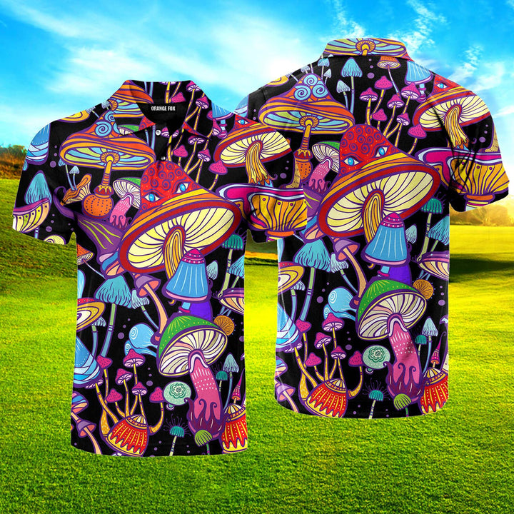 Hippie Mushroom Polo Shirt For Men