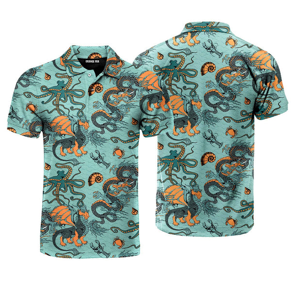 Dragon Fish Octopus Polo Shirt For Men