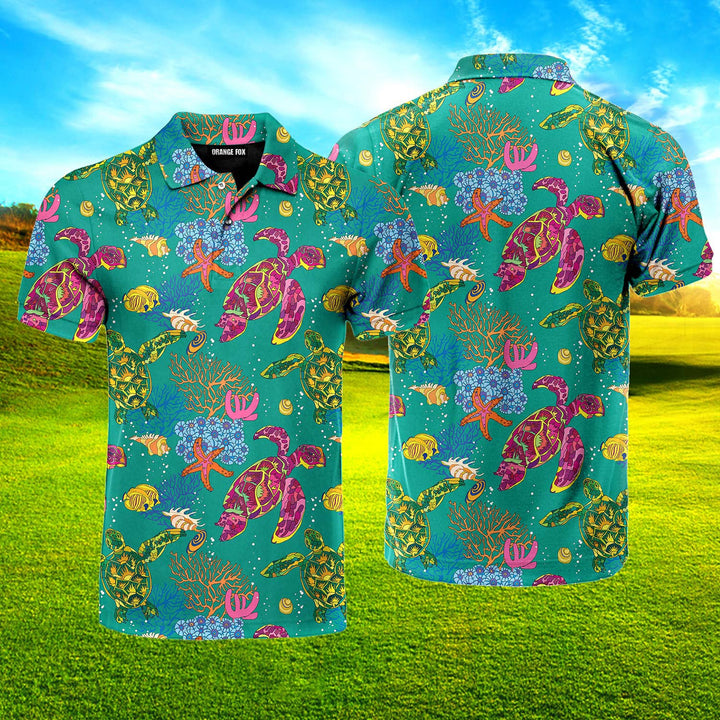 Colorful Turtles Polo Shirt For Men