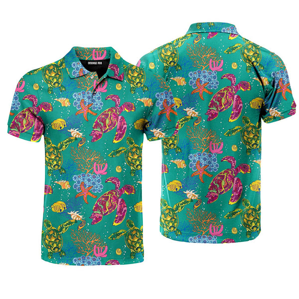 Colorful Turtles Polo Shirt For Men