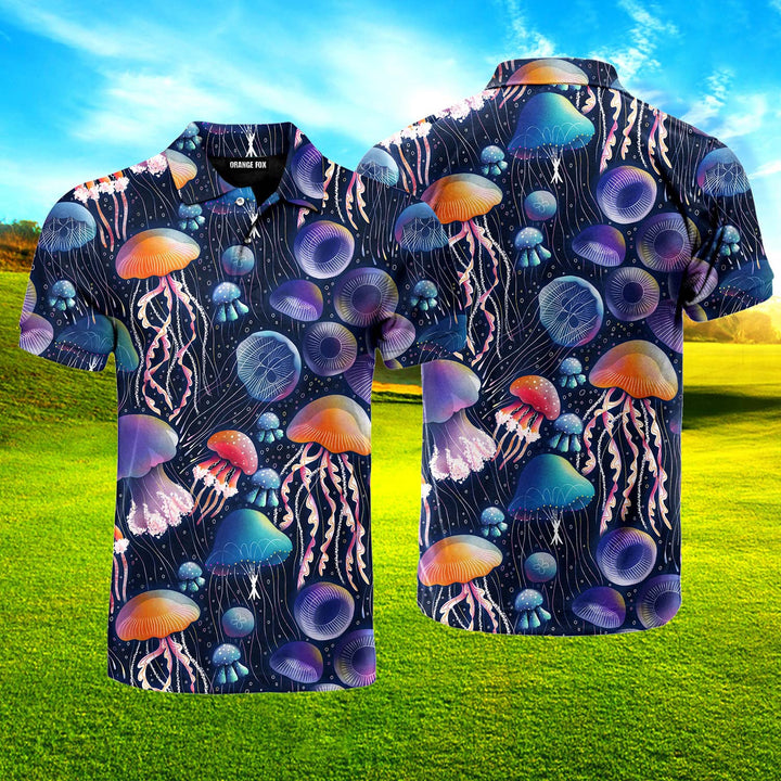 Jellyfish Disco Party Awesome Sea Polo Shirt For Men