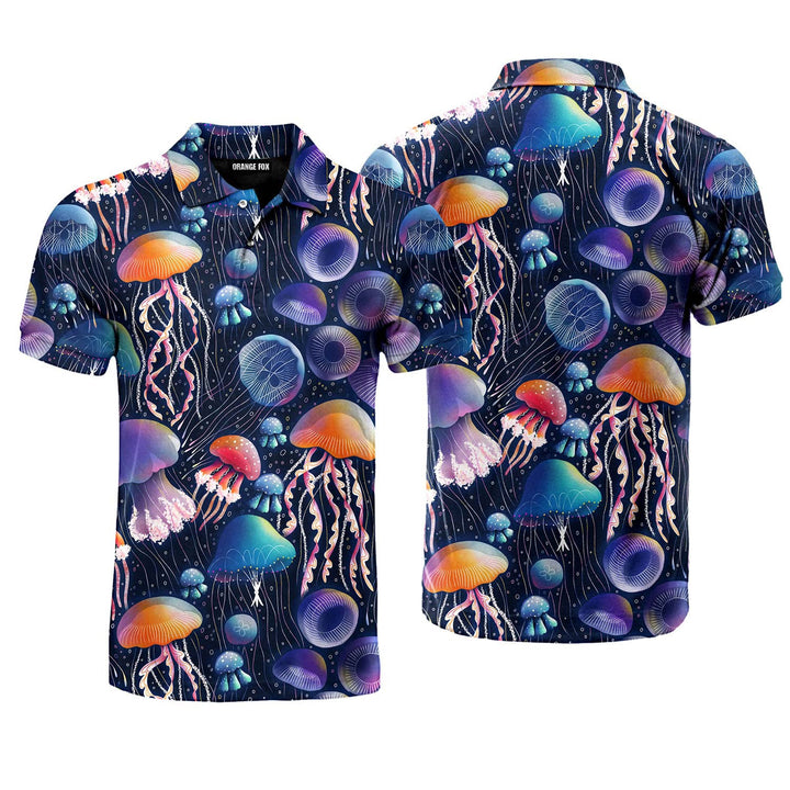 Jellyfish Disco Party Awesome Sea Polo Shirt For Men