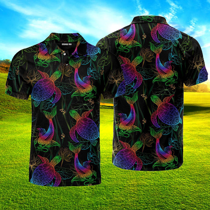 Sea Turtle Neon Polo Shirt For Men