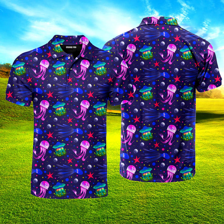 Jellyfish Sealife Colorful Polo Shirt For Men