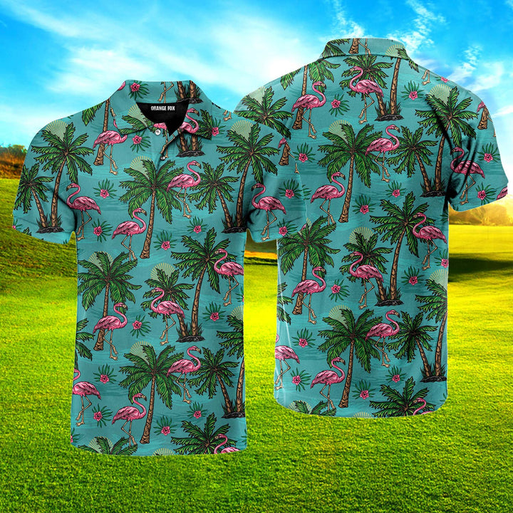 Pink Flamingo Tropical Colorfull Polo Shirt For Men