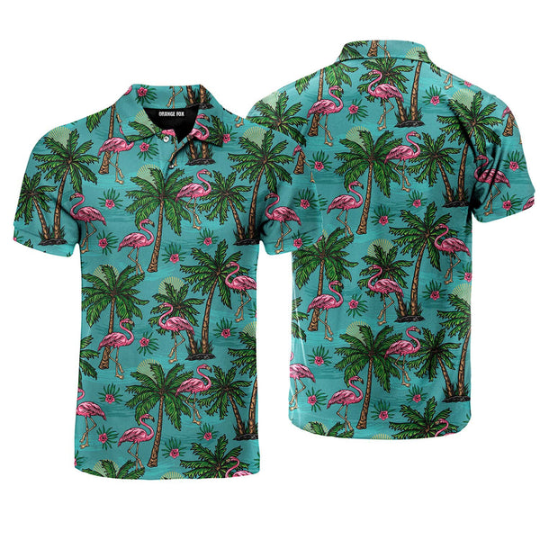 Pink Flamingo Tropical Colorfull Polo Shirt For Men