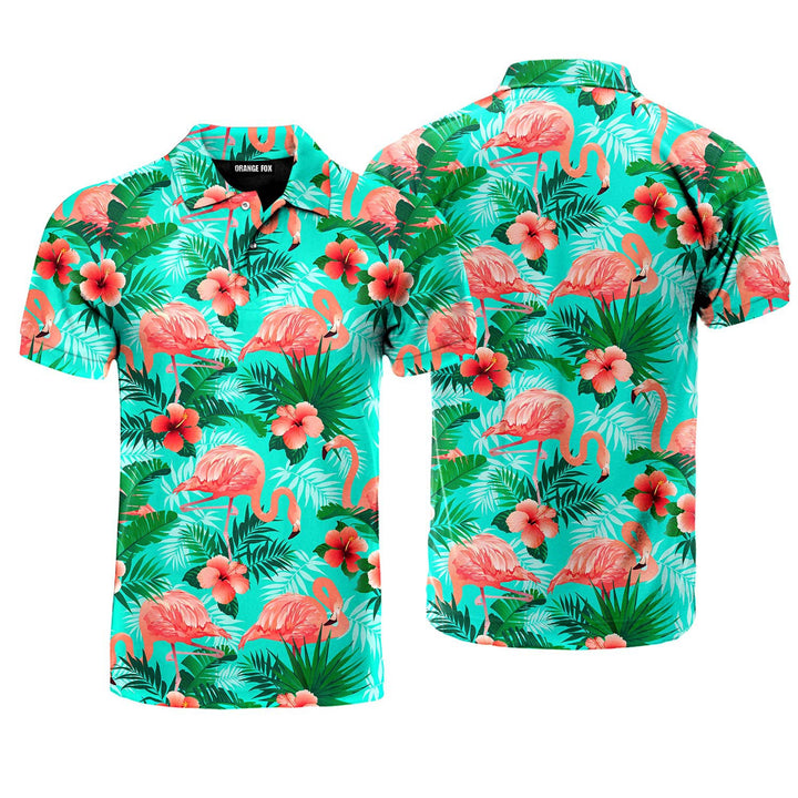Pink Flamingos Exotic Birds Tropical Polo Shirt For Men