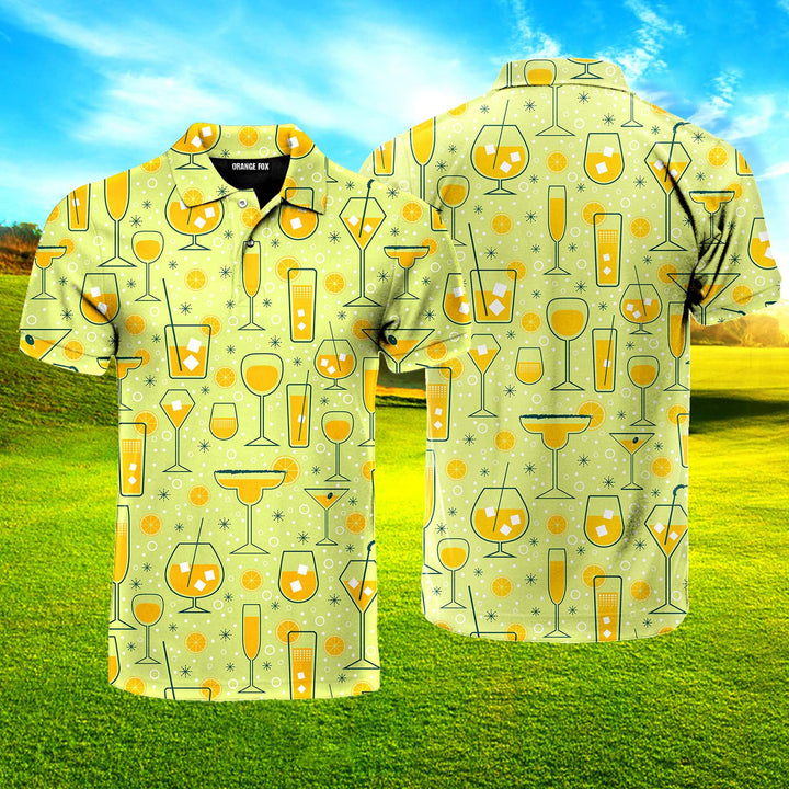 Orange Juice Cocktail Pattern Polo Shirt For Men