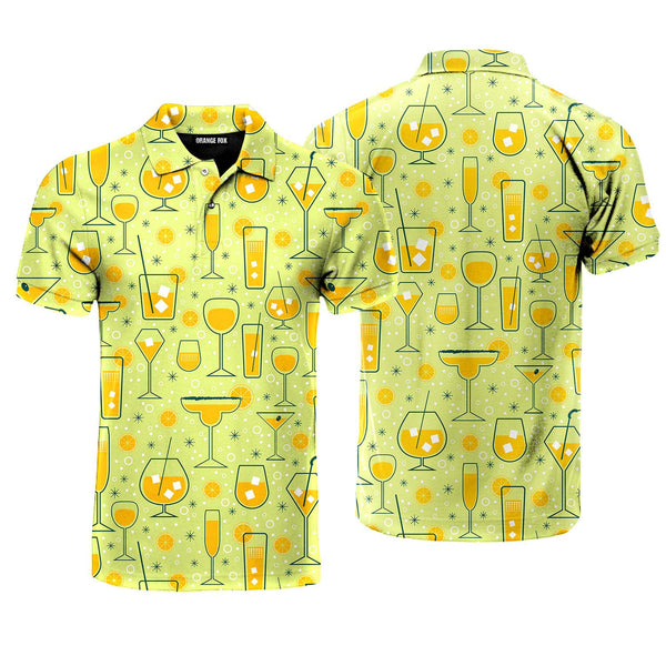 Orange Juice Cocktail Pattern Polo Shirt For Men