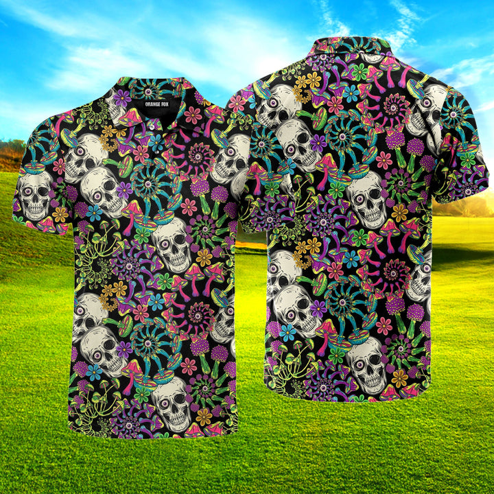 Colorful Skull Mushrooms Eyeballs Polo Shirt For Men PPM1045