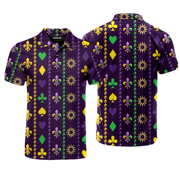 Mardi Gras Beads Purple Polo Shirt For Men