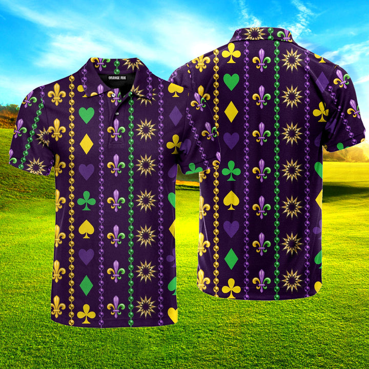 Mardi Gras Beads Purple Polo Shirt For Men