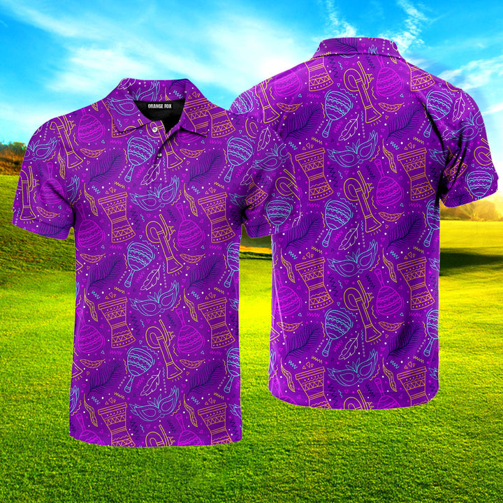 Mardi Gras Carnival Purple Polo Shirt For Men