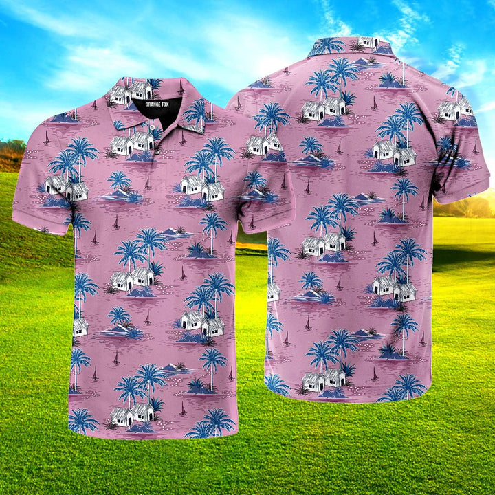 Palm Tree Beach Summer Polo Shirt For Men