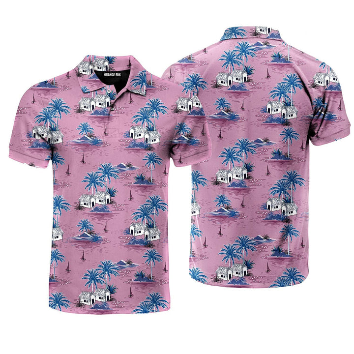 Palm Tree Beach Summer Polo Shirt For Men