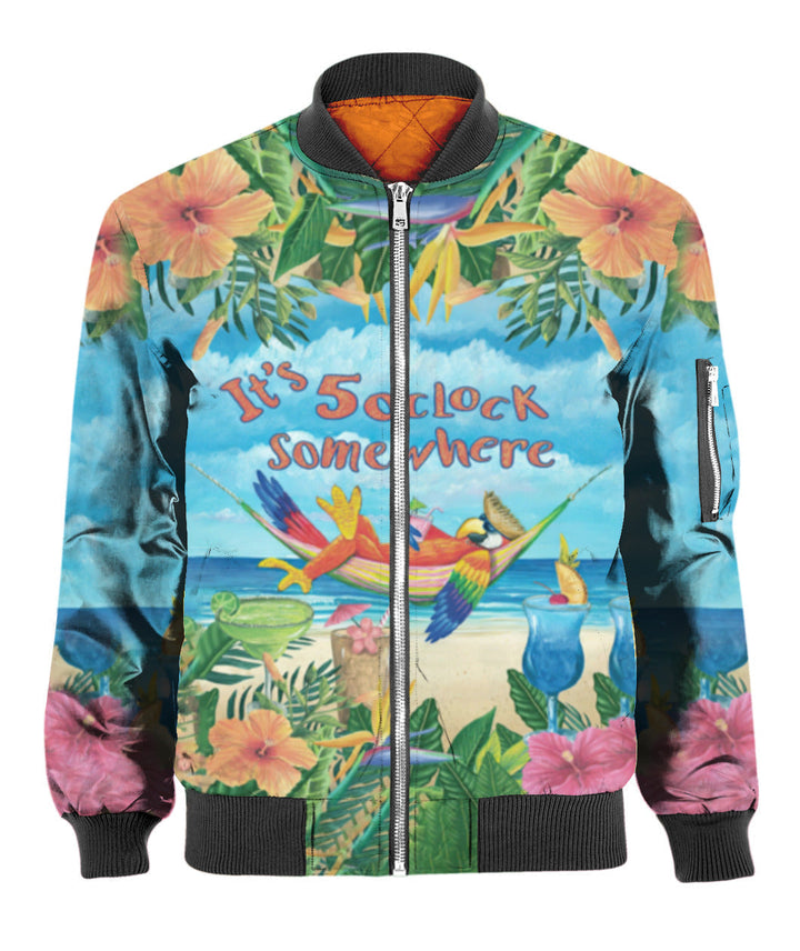 Parrot It's 5 O'clock Somewhere Tropical Hibiscus Flower All Over Print For Men And Women HP1700-Bomber 3D-Gerbera Prints.
