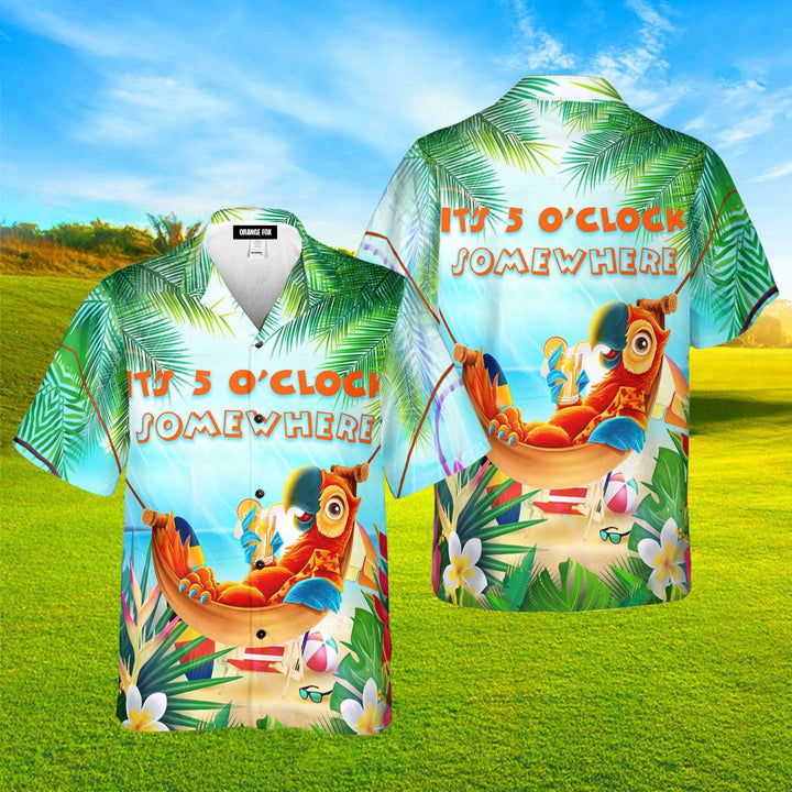 Party Parrot It's 5 O'Clock Somewhere Summer Hawaiian Shirt For Men & Women