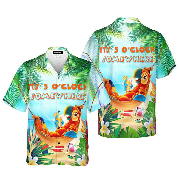 Party Parrot It's 5 O'Clock Somewhere Summer Hawaiian Shirt For Men & Women