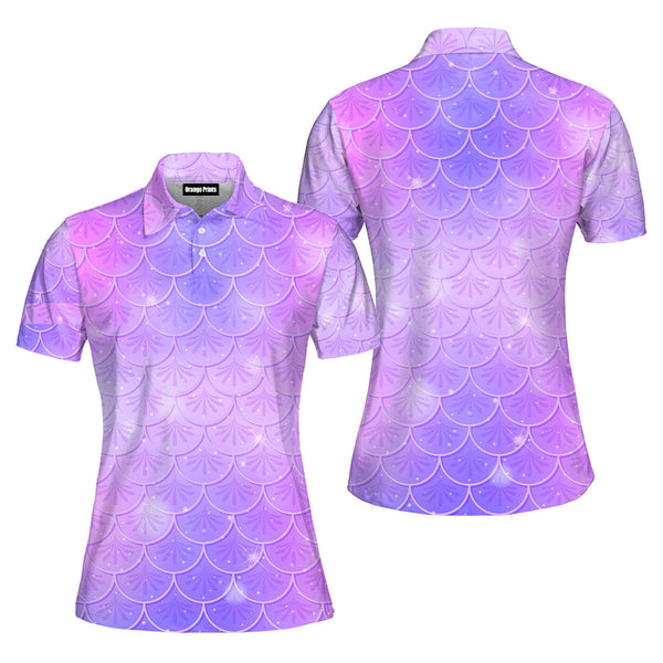 Pastel Violet Mermaid Scale Polo Shirt For Women