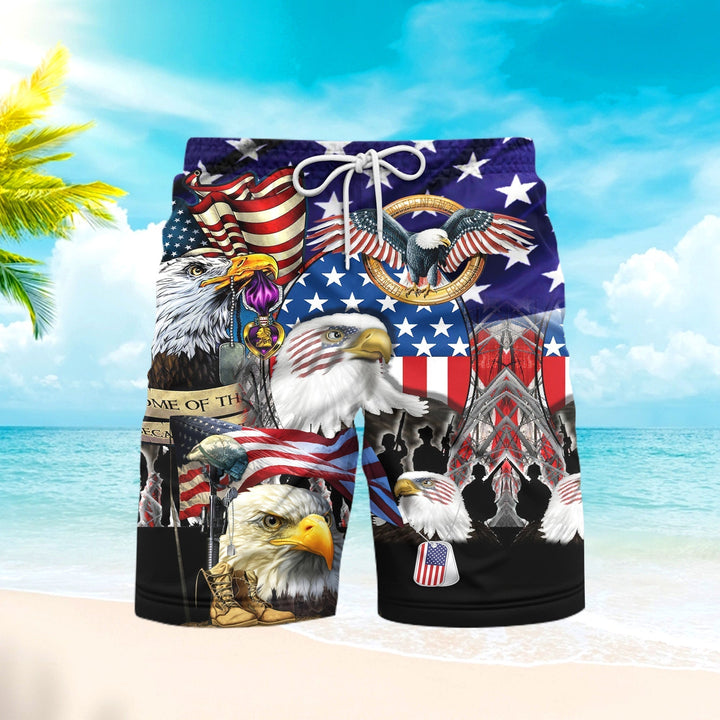 Patriotic Eagle Beach Shorts For Men