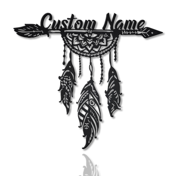 Personalized Arrow Feathers Native American Metal Wall - Cut Metal Sign