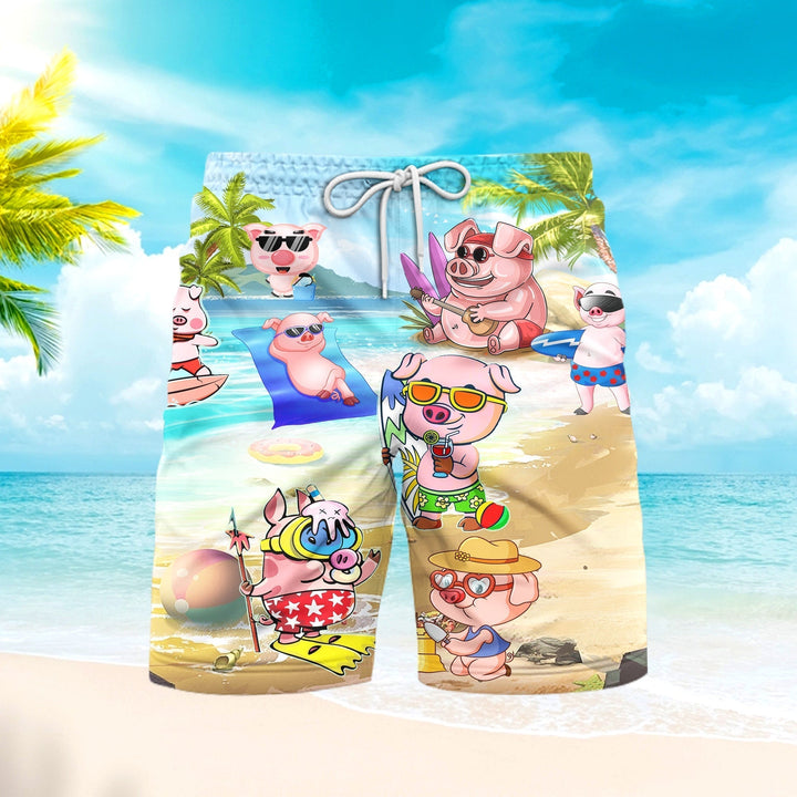 Pig Enjoy The Summetime On Beach Beach Shorts For Men