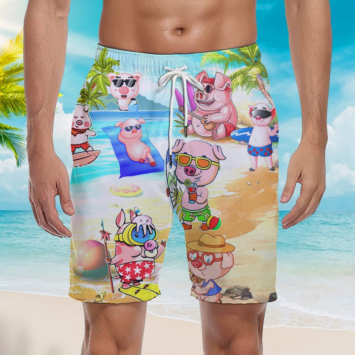 Pig Enjoy The Summetime On Beach Beach Shorts For Men