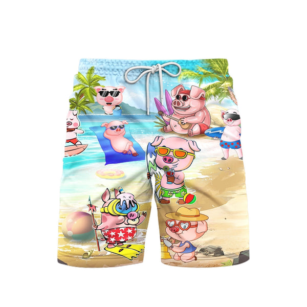 Pig Enjoy The Summetime On Beach Beach Shorts For Men