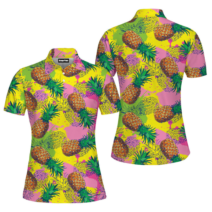 Pineapple Colorful Polo Shirt For Women