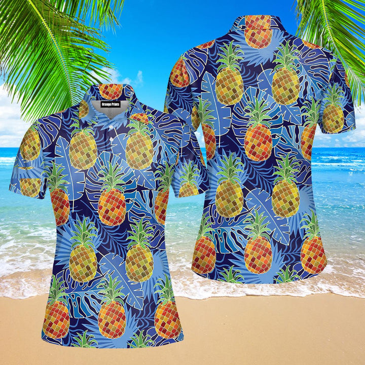 Pineapple Tropical Polo Shirt For Women