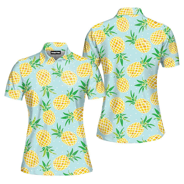 Pineapple Tropical Polo Shirt For Women