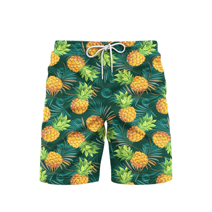 Pineapples With Palm Leaves Tropical Beach Shorts For Men