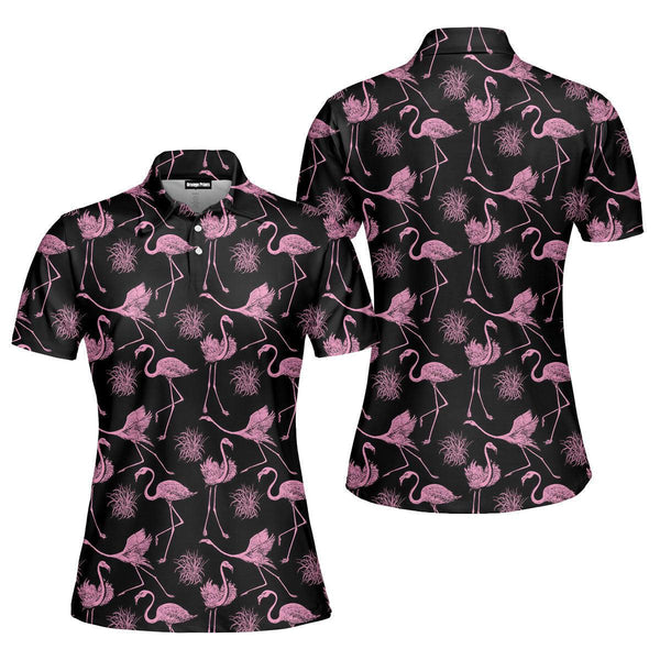 Pink Flamingo Polo Shirt For Women