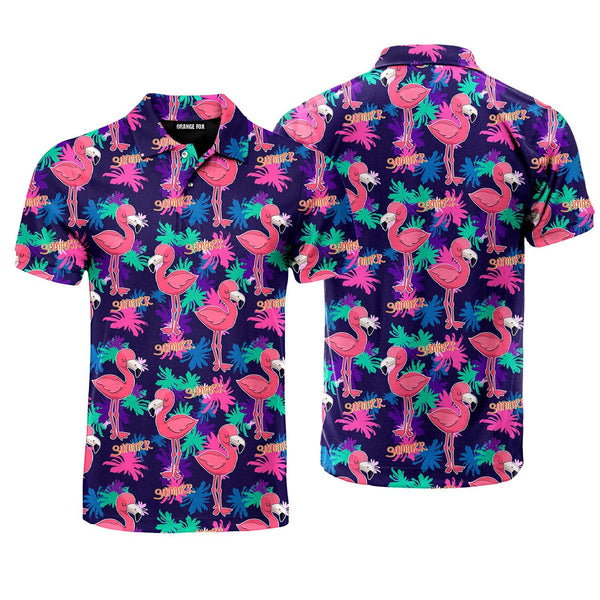 Pink Flamingo Tropical Polo Shirt For Men